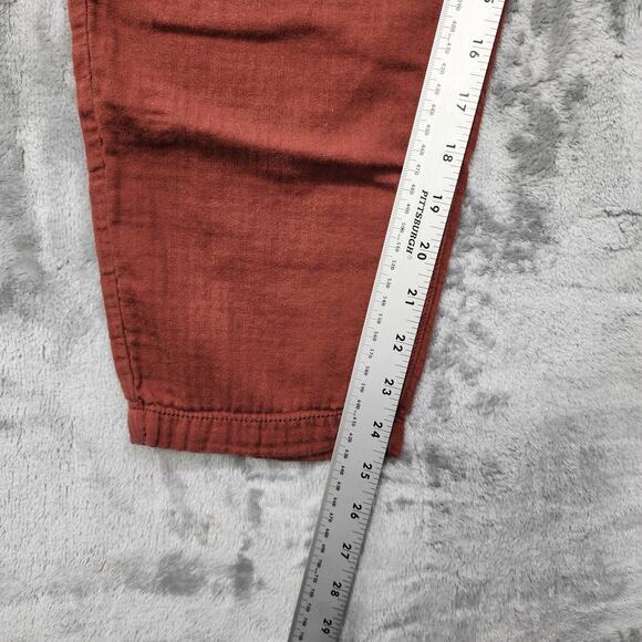 Old Navy Pants Womens L Brown Pull On Tapered Ankle Drawstring Cotton Gauze - Picture 8 of 10